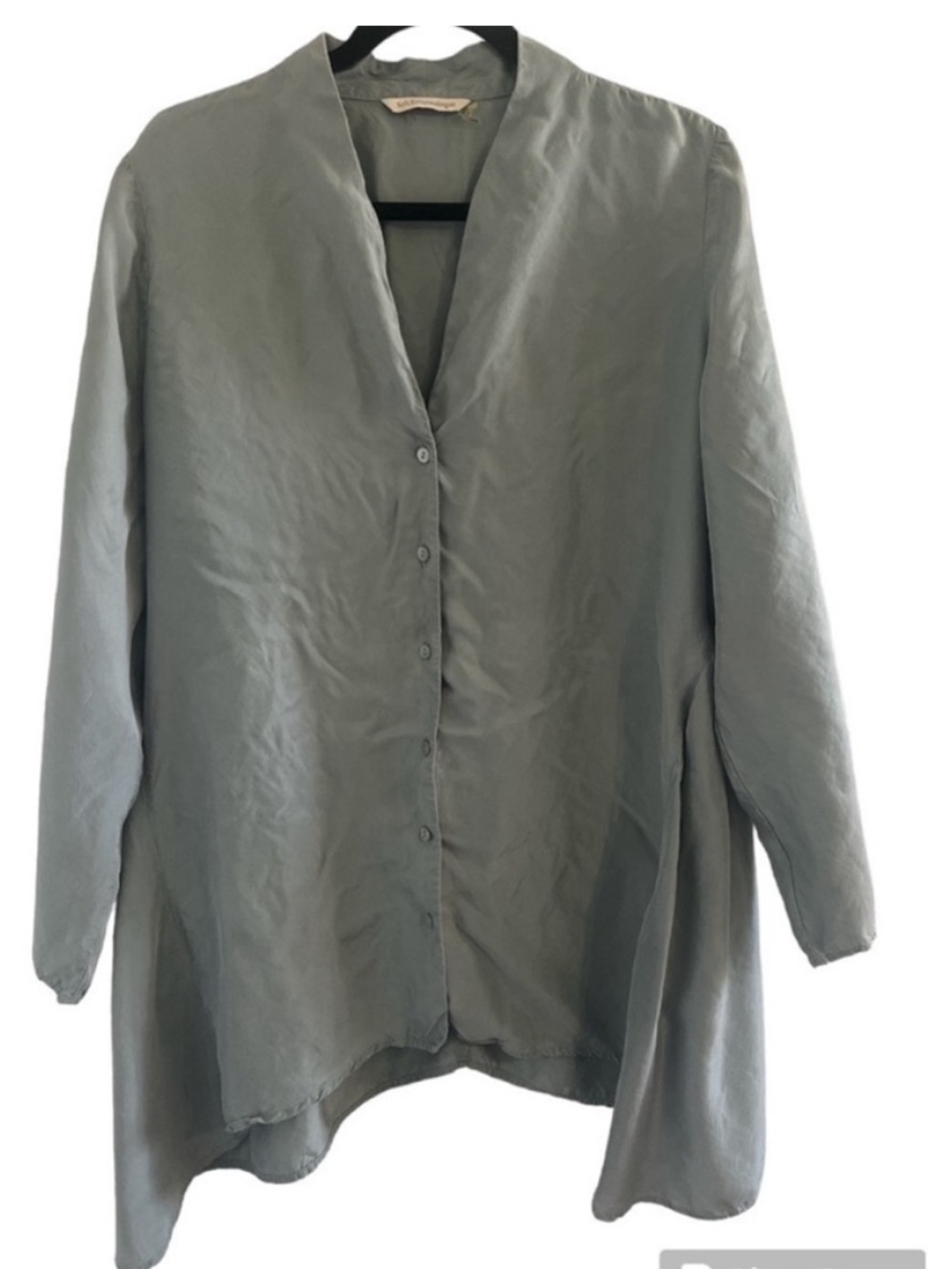 Soft Surroundings Laurel Tunic Dusk Green Button Front Flowy Top